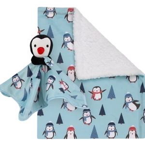 Nojo Brand Baby Security & Sherpa Blanket, Penguin Gift Set